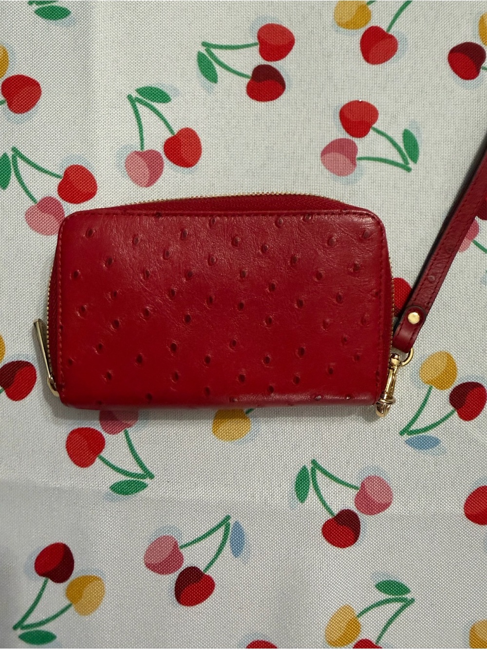 Michael Kors Red Leather Wristlet Wallet with Gold Hardware
